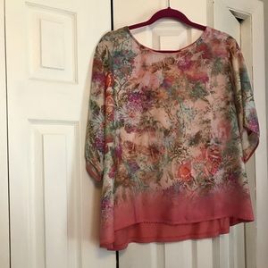 Simply Be, floral top, with elbow sleeves.  